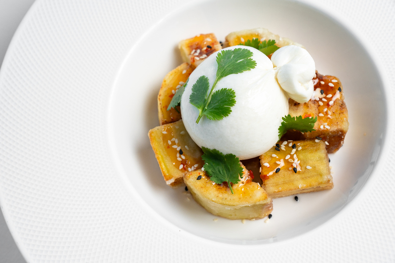 Хрустящий баклажан с сыром "Буратта"